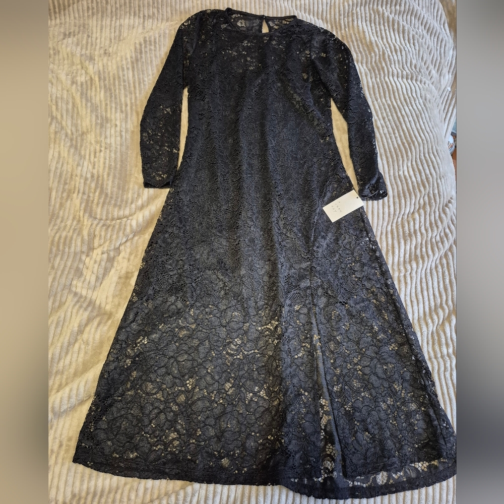 a new day Black Lace Dress With Sleeves